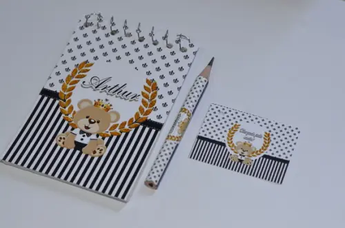 Bloquinho Personalizado com Lápis Ursinho Principe