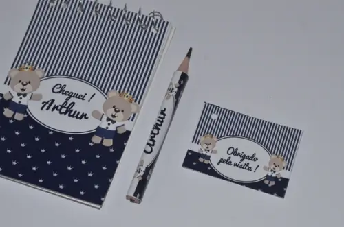 Bloquinho Personalizado com Lápis Ursinho Principe