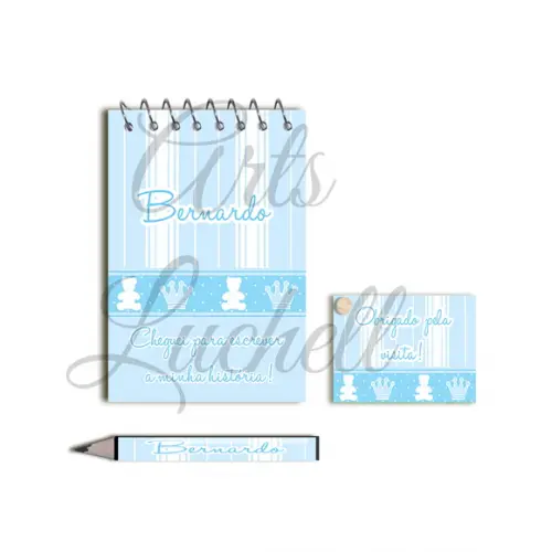 Bloquinho Personalizado com Lápis Ursinho Principe