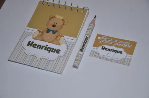 Bloquinho Personalizado com Lápis Ursinho Principe