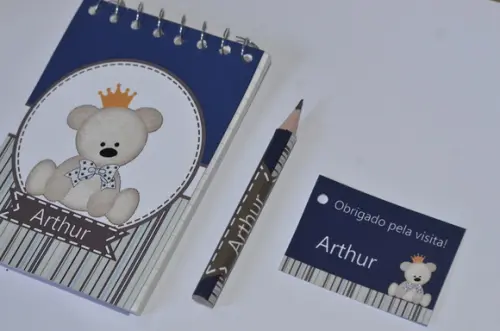 Bloquinho Personalizado com Lápis Ursinho Principe