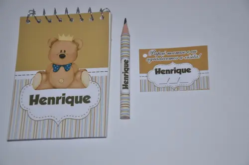 Bloquinho Personalizado com Lápis Ursinho Principe