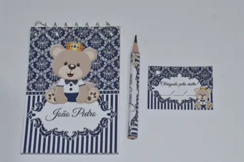 Bloquinho Personalizado com Lápis Ursinho Principe