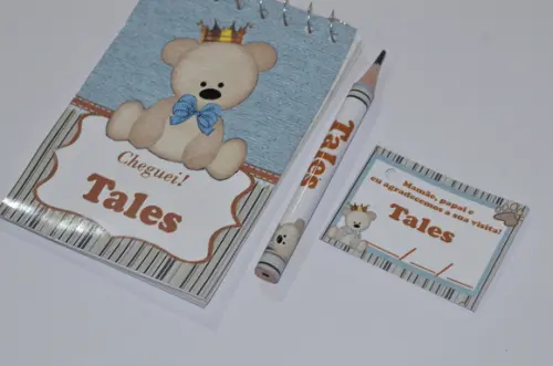 Bloquinho Personalizado com Lápis Ursinho Principe