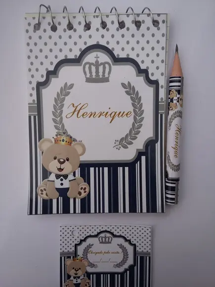 Bloquinho Personalizado com Lápis Ursinho Principe