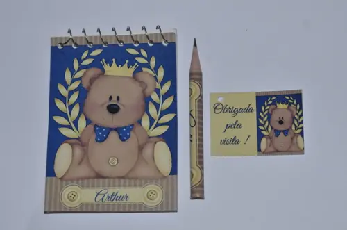 Bloquinho Personalizado com Lápis Ursinho Principe