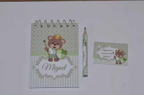 Bloquinho Personalizado com Lápis Ursinho Principe