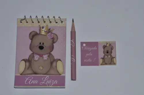 Bloquinho Personalizado com Lápis Ursinho Principe
