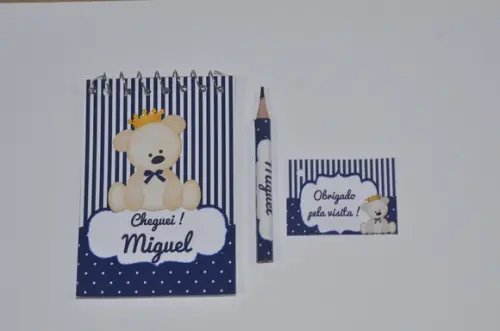 Bloquinho Personalizado com Lápis Ursinho Principe