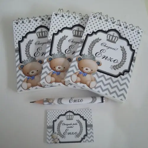 Bloquinho Personalizado com Lápis Ursinho Principe