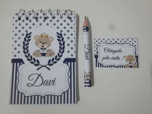 Bloquinho Personalizado com Lápis Ursinho Principe