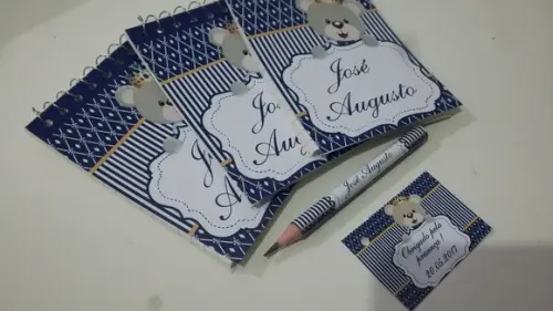 Bloquinho Personalizado com Lápis Ursinho Principe