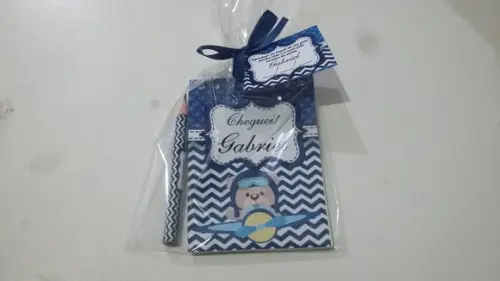Bloquinho Personalizado com Lápis Urso Aviador