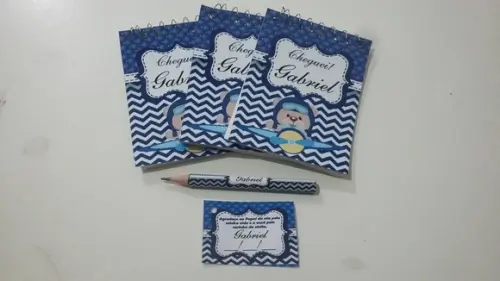 Bloquinho Personalizado com Lápis Urso Aviador