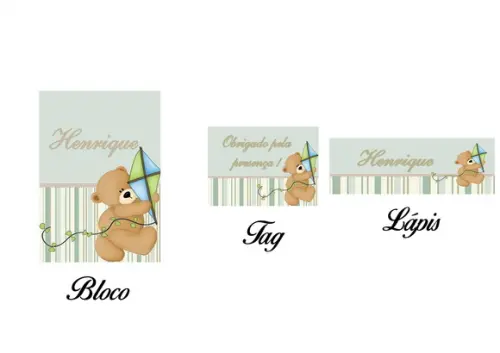 Bloquinho Personalizado com Lápis Urso com Pipa