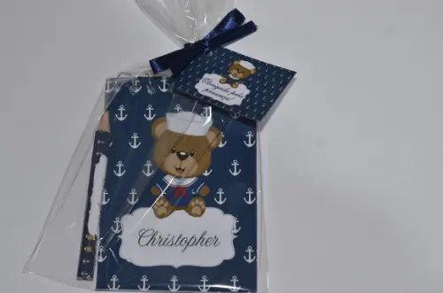 Bloquinho Personalizado com Lápis Urso Marinheiro