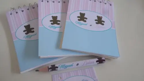 Bloquinho Personalizado com Lápis Urso Gêmeos