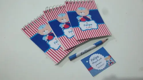 Bloquinho Personalizado com Lápis Urso Marinheiro