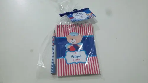 Bloquinho Personalizado com Lápis Urso Marinheiro