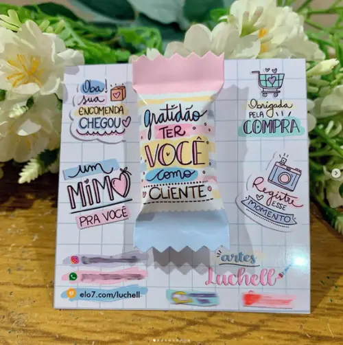 Cartão de Agradecimento com Bala Personalizada