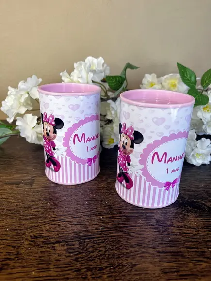 Cofrinho Personalizado Minnie Rosa