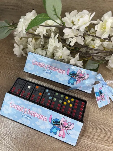 Dominó Personalizado Stitch e Angel