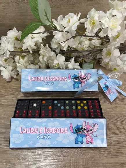 Dominó Personalizado Stitch e Angel