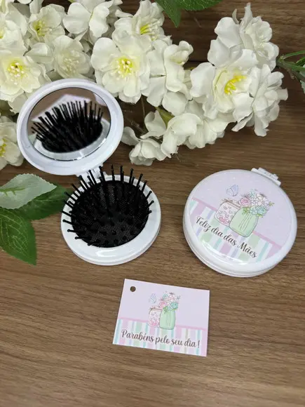 Escova com Espelho Personalizada Dia das Mães