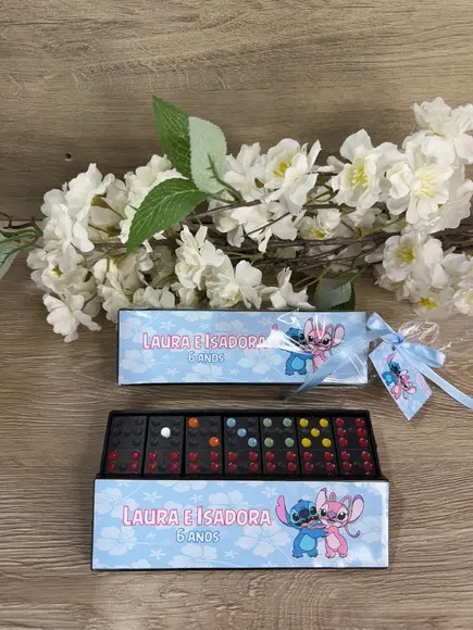 Dominó Personalizado Stitch e Angel