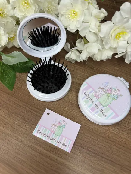 Escova com Espelho Personalizada Dia das Mães