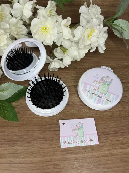 Escova com Espelho Personalizada Dia das Mães