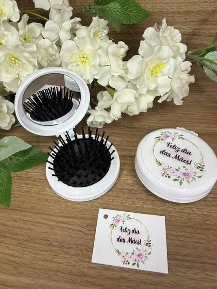 Escova com Espelho Personalizada Dia das Mães