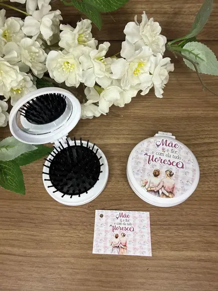Escova com Espelho Personalizada Dia das Mães