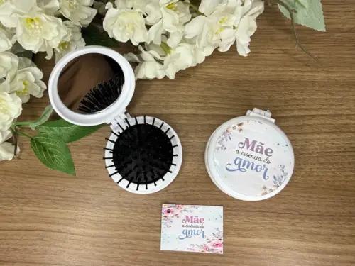 Escova com Espelho Personalizada Dia das Mães
