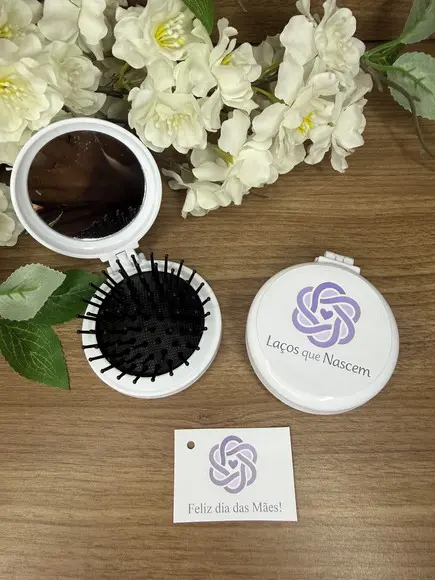 Escova com Espelho Personalizada Dia das Mães com Logo