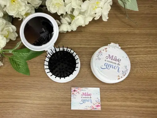 Escova com Espelho Personalizada Dia das Mães