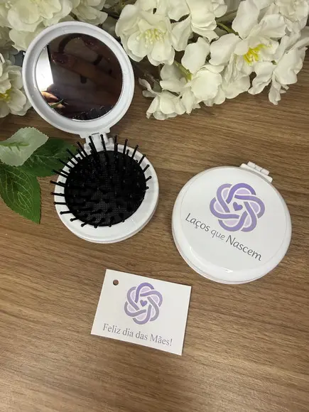 Escova com Espelho Personalizada Dia das Mães com Logo