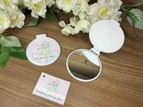 Espelho Redondo Personalizado Dia das Mães