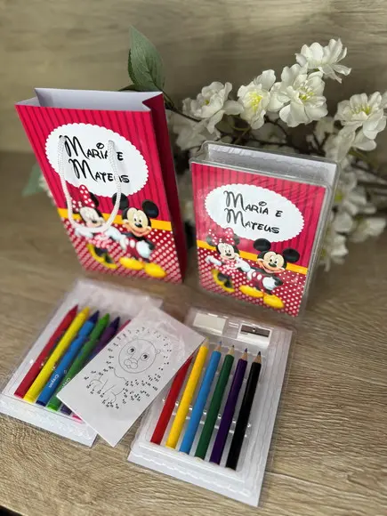 Estojo de Pintura 20 Peças + Sacola Person. Mickey e Minnie