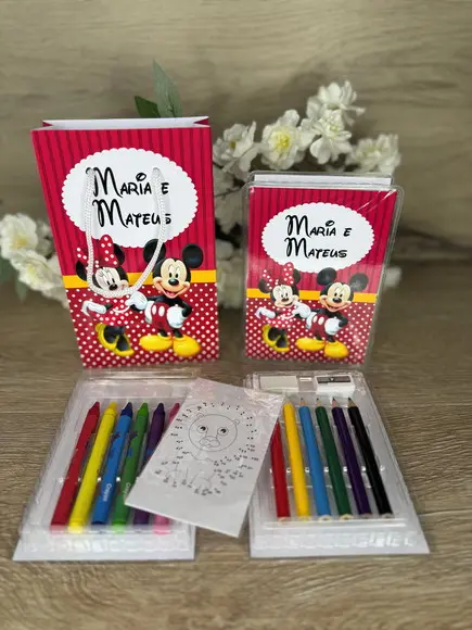 Estojo de Pintura 20 Peças + Sacola Person. Mickey e Minnie