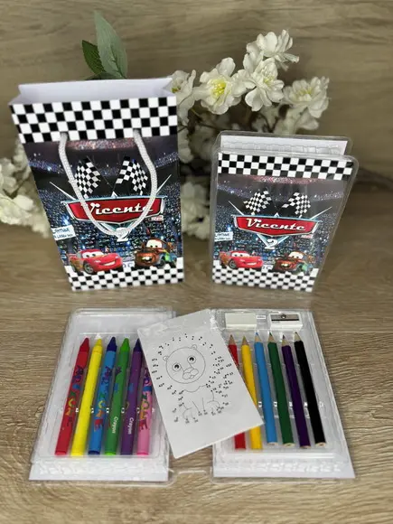 Estojo de Pintura 20 Peças + Sacolinha Personalizada Carros
