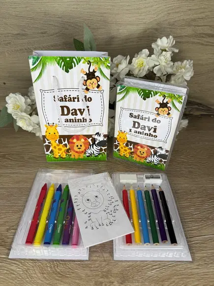 Estojo de Pintura 20 Peças + Sacolinha Personalizada Safari