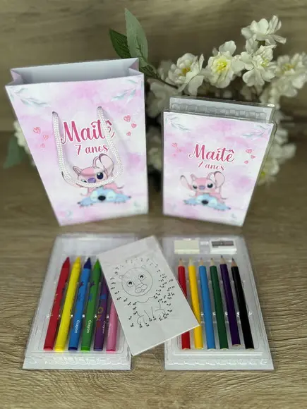 Estojo de Pintura 20 Peças + Sacolinha Personalizada Stitch