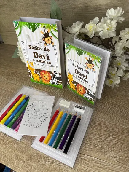 Estojo de Pintura 20 Peças + Sacolinha Personalizada Safari