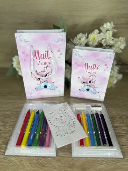 Estojo de Pintura 20 Peças + Sacolinha Personalizada Stitch