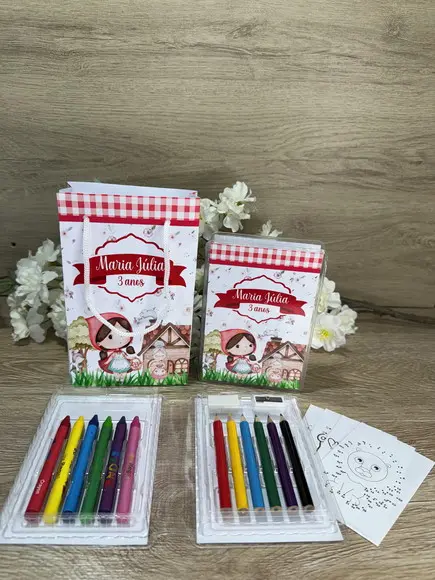 Estojo de Pintura 20 Peças +sacola Personalizada Chapeuzinho