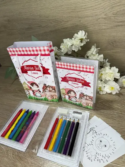 Estojo de Pintura 20 Peças +sacola Personalizada Chapeuzinho