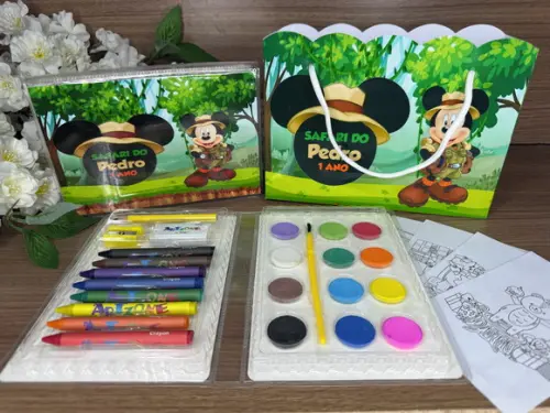 Estojo de Pintura 30 Peças + Sacola Personal. Mickey Safari