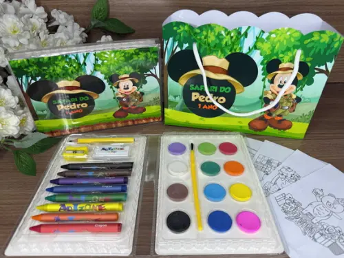 Estojo de Pintura 30 Peças + Sacola Personal. Mickey Safari