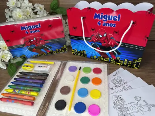 Estojo de Pintura 30 Peças + Sacola Personaliz. Homem Aranha